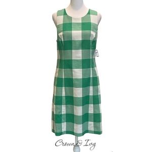 NWT • CROWN & IVY Dress Sz 6 Green White Buffalo Check Hello Spring Sundress